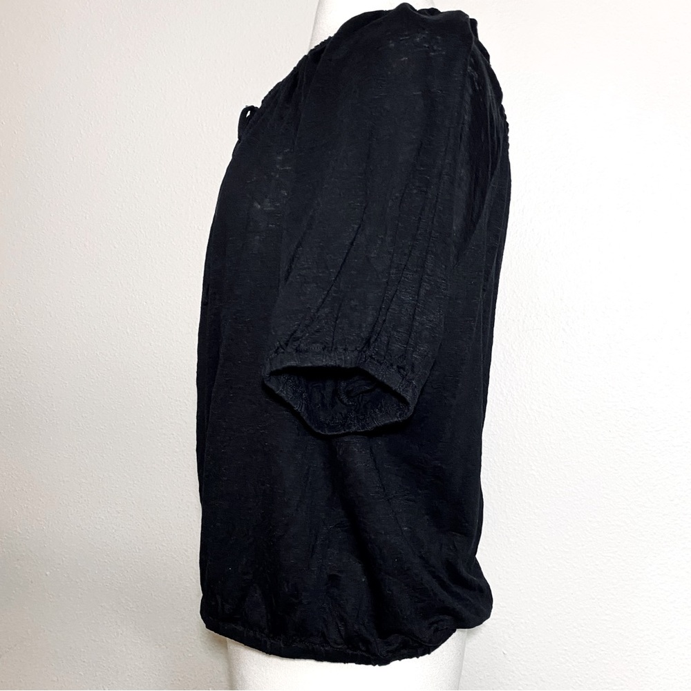 LOFT Black Linen Peasant Short Sleeve Top, XL & XXL - Picture 6 of 16